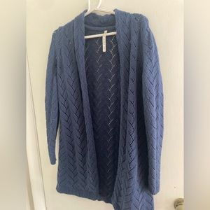 Extra long cardigan, blue